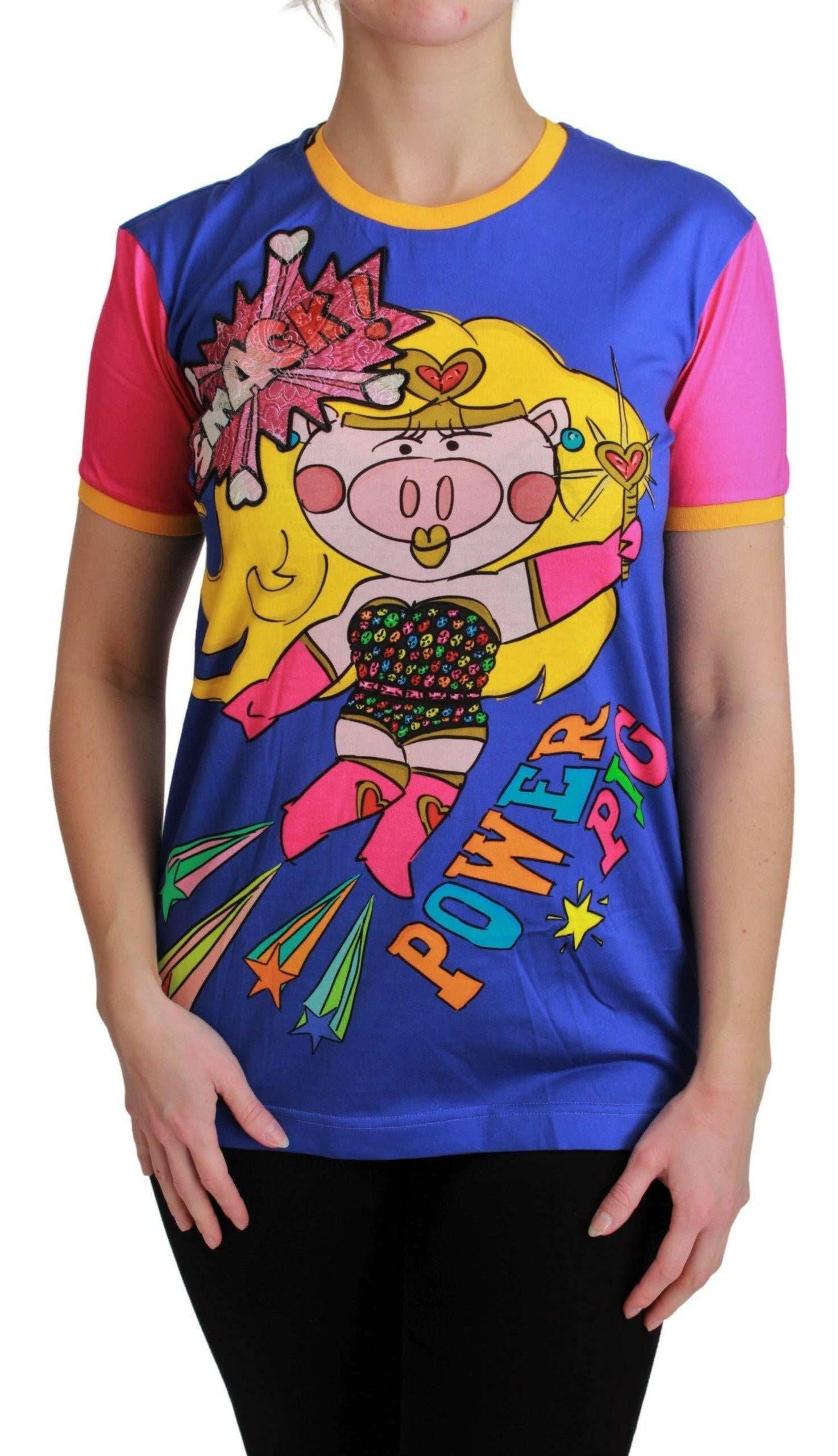 Dolce & Gabbana Purple PIG SUPERGIRL Top Cotton T-shirt -   -  Dolce & Gabbana.