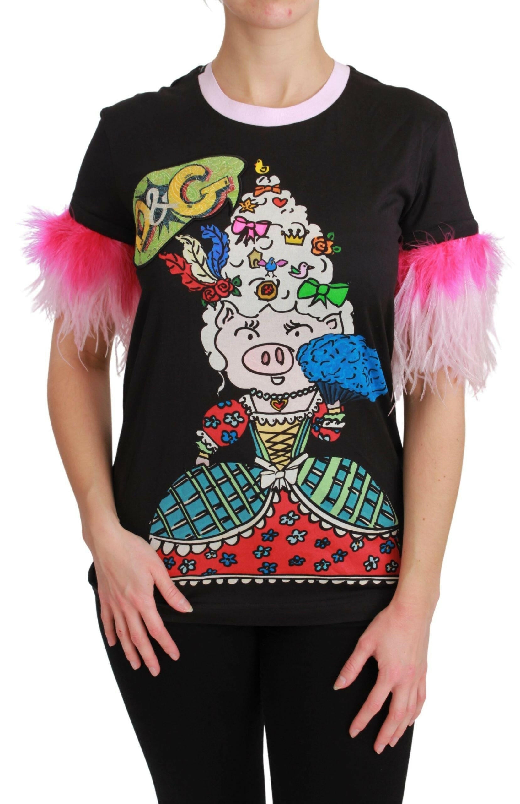 Dolce & Gabbana Black YEAR OF THE PIG Top Cotton  T-shirt -   -  Dolce & Gabbana.