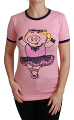 Dolce & Gabbana Pink YEAR OF THE PIG Top Cotton T-shirt -   -  Dolce & Gabbana.