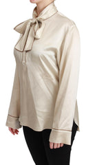 Dolce & Gabbana Beige Sleeve Top Queen Silk Satin Blouse -   -  Dolce & Gabbana.