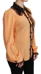 Dolce & Gabbana Yellow Silk Sequin Lace Blouse Shirt -   -  Dolce & Gabbana.