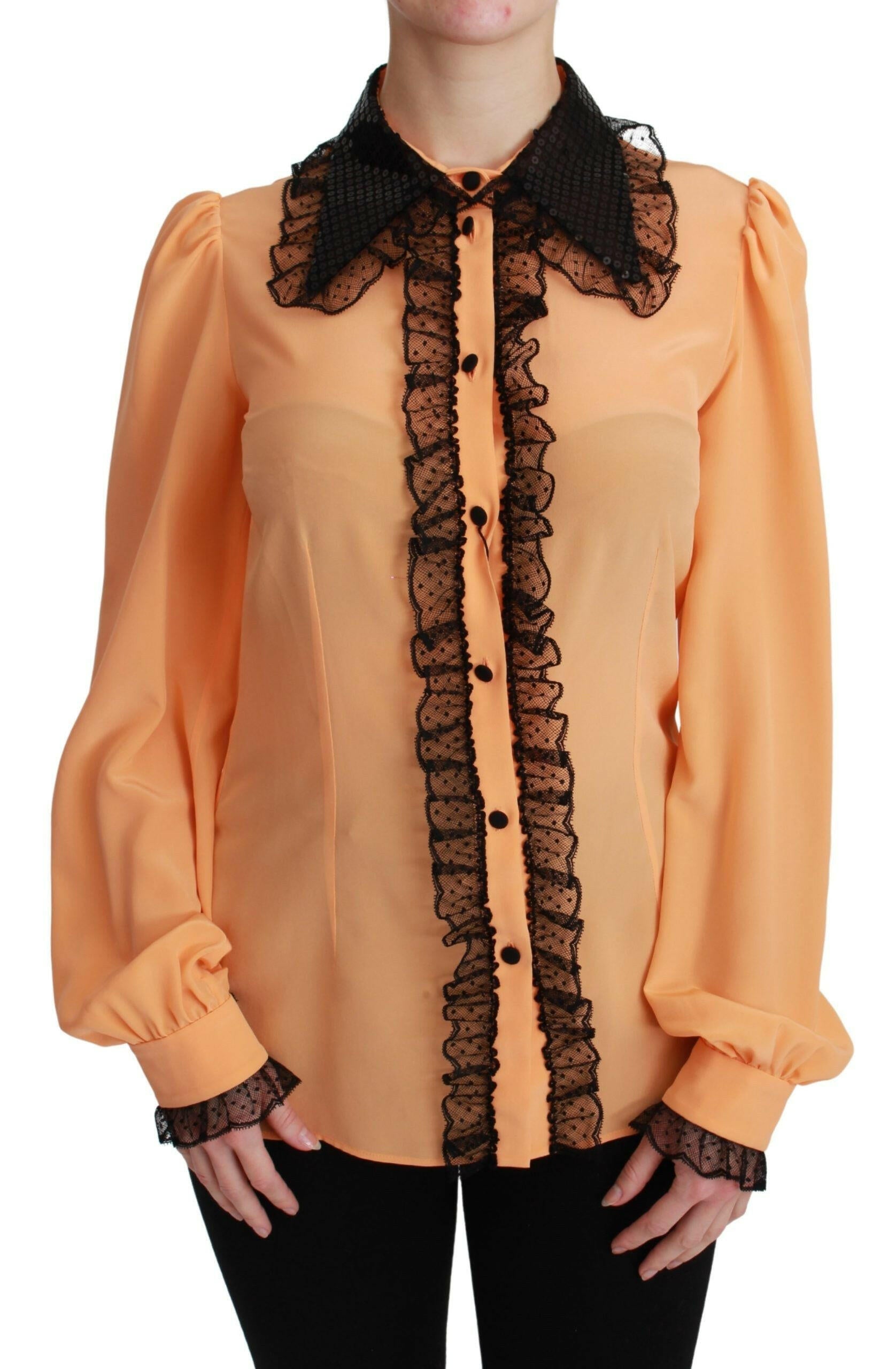 Dolce & Gabbana Yellow Silk Sequin Lace Blouse Shirt -   -  Dolce & Gabbana.