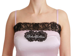 Dolce & Gabbana Silk Black Lace Top Pink Tank Blouse -   -  Dolce & Gabbana.