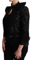 Dolce & Gabbana Black Floral Jacquard Blazer Silk Jacket -   -  Dolce & Gabbana.