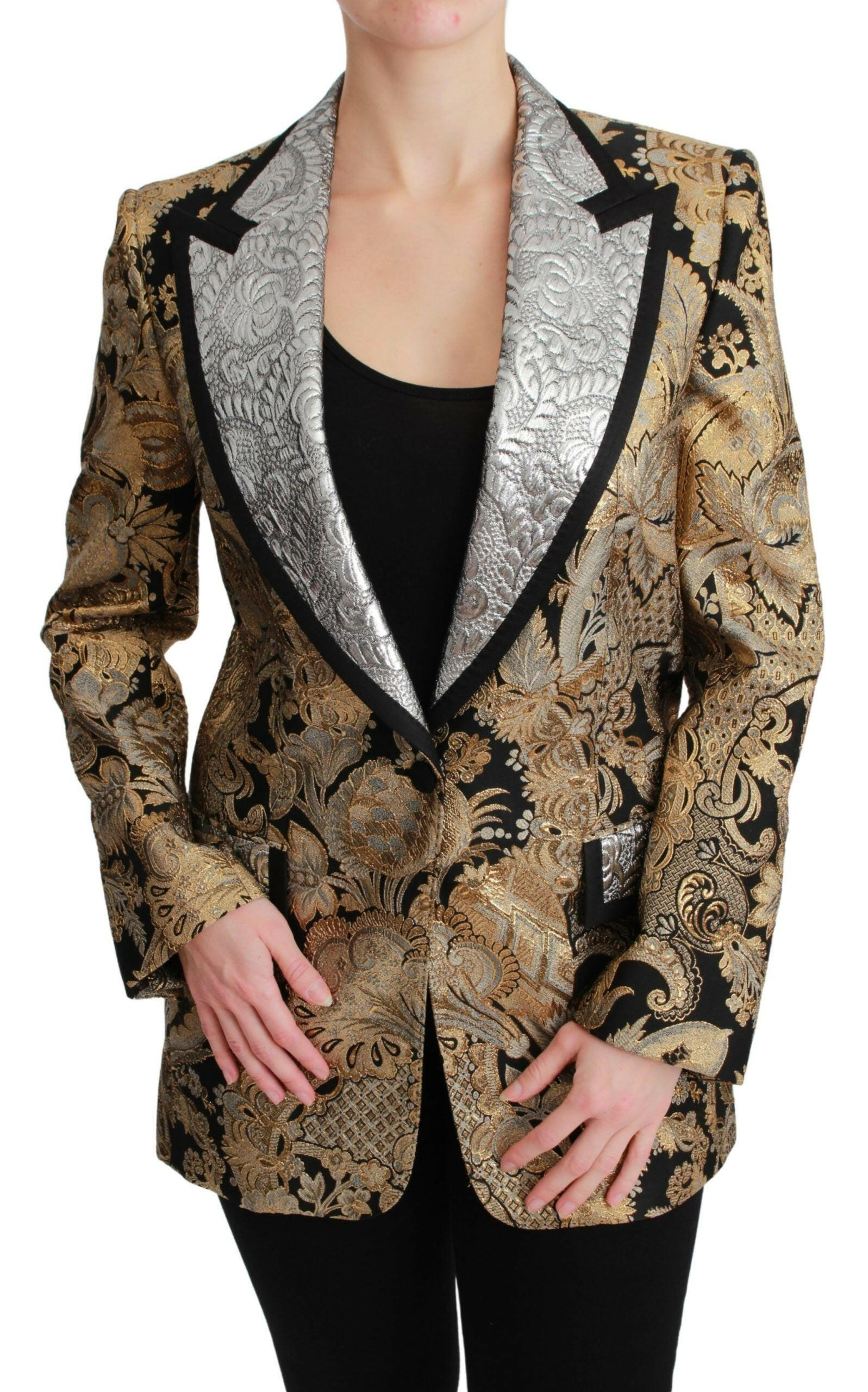Dolce & Gabbana Black Gold Jacquard Blazer Jacket -   -  Dolce & Gabbana.