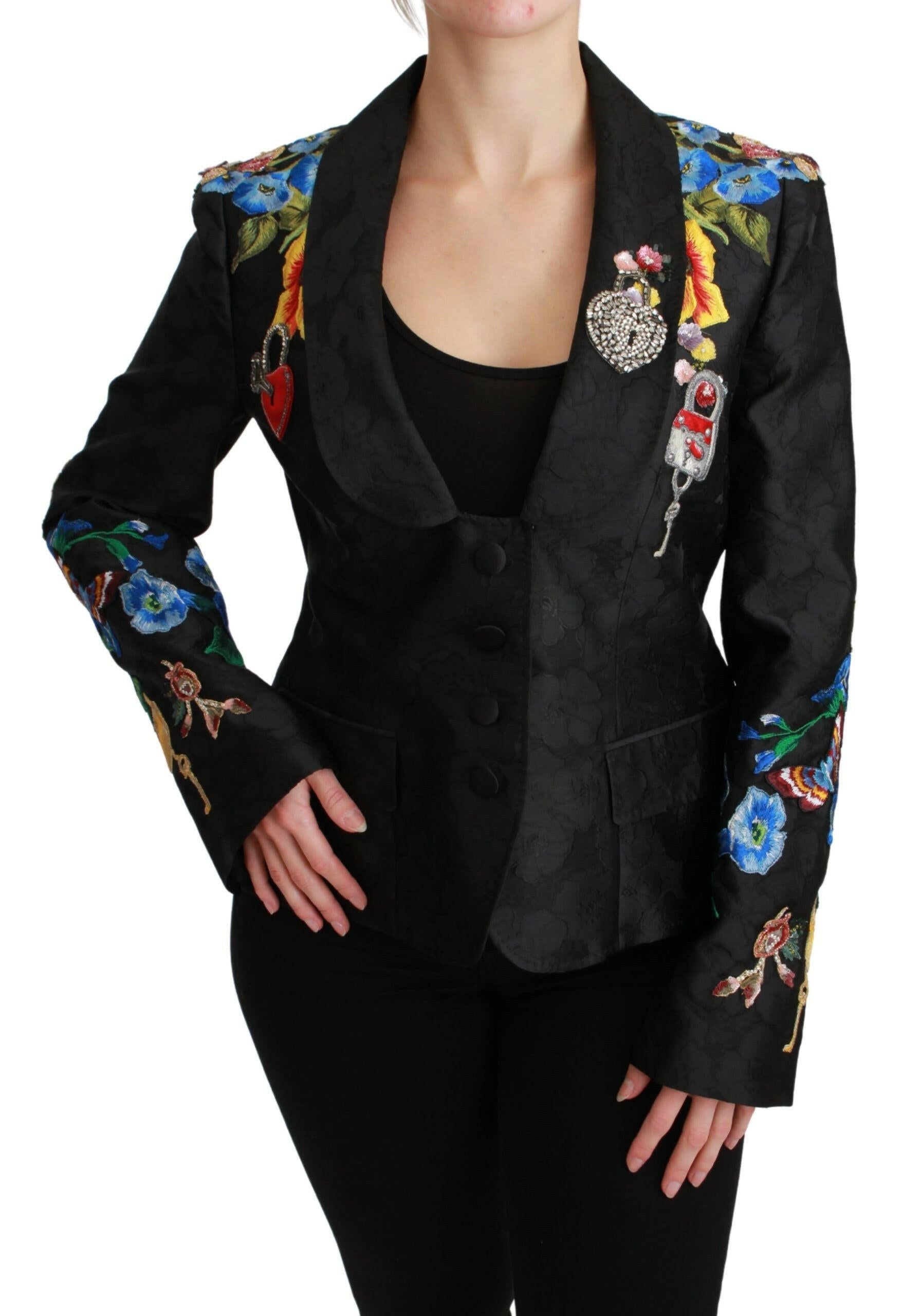 Dolce & Gabbana Black Brocade Crystal Blazer Jacket -   -  Dolce & Gabbana.