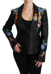 Dolce & Gabbana Black Brocade Crystal Blazer Jacket -   -  Dolce & Gabbana.