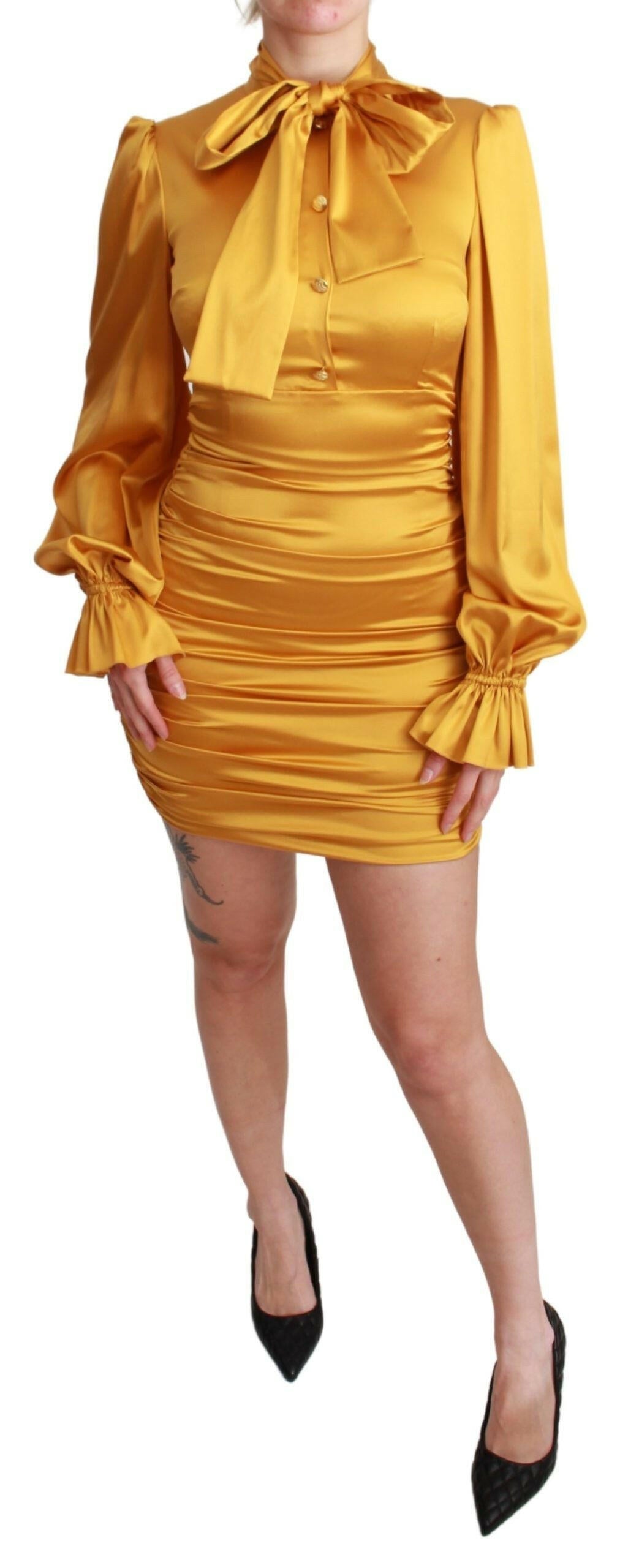 Dolce & Gabbana Yellow Silk Stretch Sheath Bodycon Mini Dress -   -  Dolce & Gabbana.