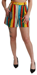 Dolce & Gabbana Multicolor Riga Pittorica Mini Shorts -   -  Dolce & Gabbana.