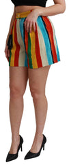 Dolce & Gabbana Multicolor Riga Pittorica Mini Shorts -   -  Dolce & Gabbana.