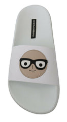 Dolce & Gabbana White Leather #dgfamily Slides Shoes Sandals -   -  Dolce & Gabbana.