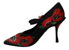 Dolce & Gabbana Black Red Floral Mary Janes Pumps Shoes -   -  Dolce & Gabbana.
