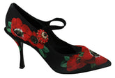 Dolce & Gabbana Black Red Floral Mary Janes Pumps Shoes -   -  Dolce & Gabbana.