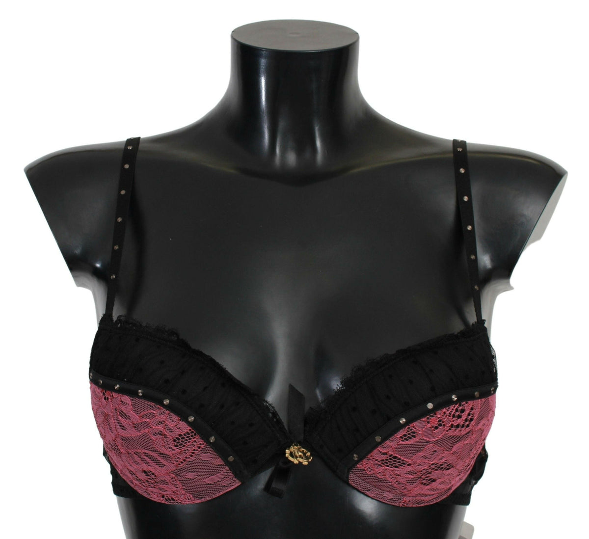 Roberto Cavalli Black Pink Lace Push Up Bra Underwear -   -  Roberto Cavalli.
