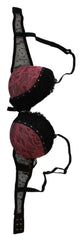 Roberto Cavalli Black Pink Lace Push Up Bra Underwear -   -  Roberto Cavalli.