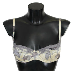 Ermanno Scervino Beige Gray Lace Balconcino Bra Underwear -   -  Ermanno Scervino.