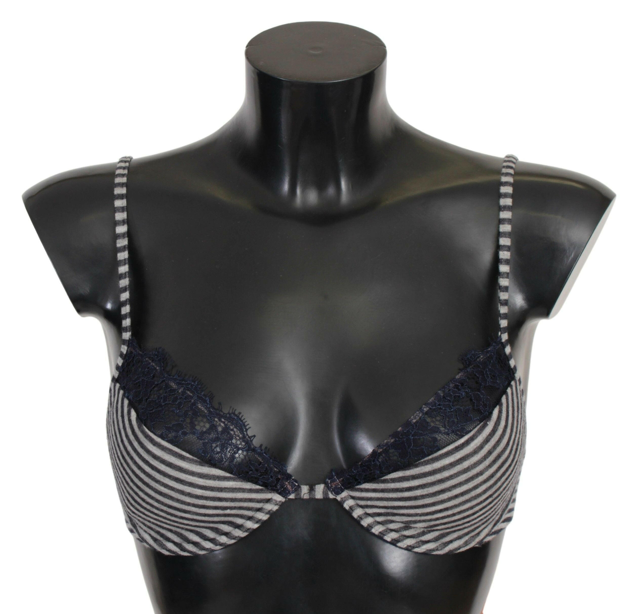 Ermanno Scervino Blue Stripes Lace Reggiseno Bra Underwear -   -  Ermanno Scervino.