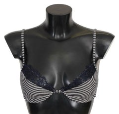 Ermanno Scervino Blue Stripes Lace Reggiseno Bra Underwear -   -  Ermanno Scervino.