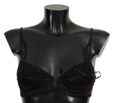 Ermanno Scervino Brown Sequined Balconcino Bra Underwear -   -  Ermanno Scervino.