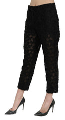 Dolce & Gabbana Black Lace Straight Cropped High Waist Pants -   -  Dolce & Gabbana.