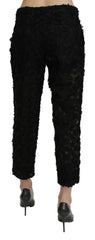 Dolce & Gabbana Black Lace Straight Cropped High Waist Pants -   -  Dolce & Gabbana.