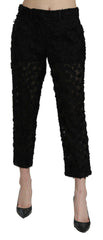 Dolce & Gabbana Black Lace Straight Cropped High Waist Pants -   -  Dolce & Gabbana.