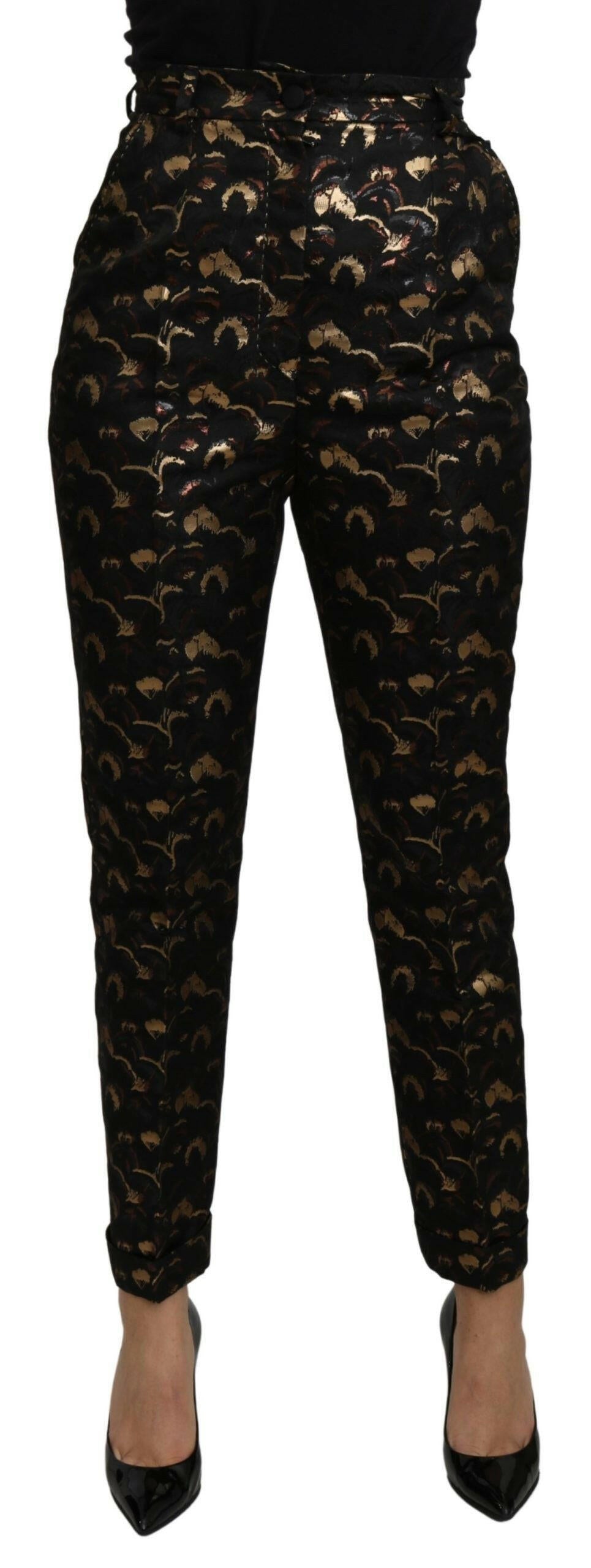 Dolce & Gabbana Black Gold Brocade High Waist Pants -   -  Dolce & Gabbana.