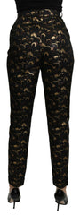Dolce & Gabbana Black Gold Brocade High Waist Pants -   -  Dolce & Gabbana.
