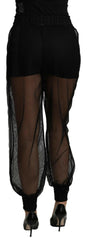 Dolce & Gabbana Black See Through Jogger Polyester Pants -   -  Dolce & Gabbana.