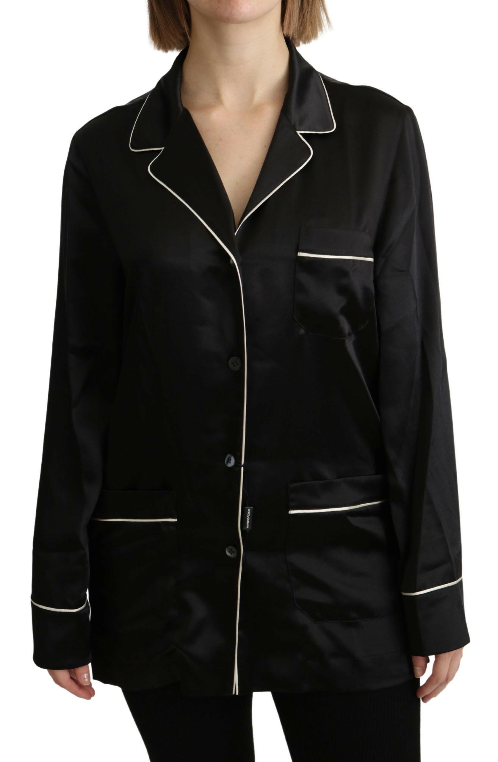 Dolce & Gabbana Black Shirt Silk Stretch Top Blouse -   -  Dolce & Gabbana.