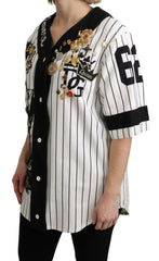 Dolce & Gabbana White and black Blouse Cotton Crystal Charms Amore Shirt -   -  Dolce & Gabbana.