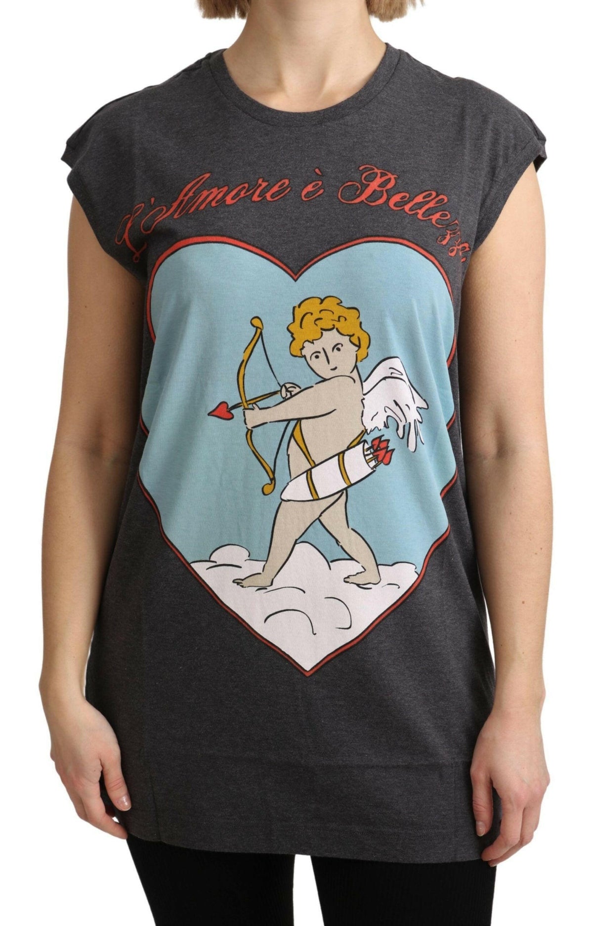 Dolce & Gabbana Gray Cotton L' Amore Top Tank T-shirt -   -  Dolce & Gabbana.