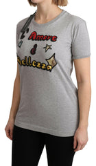 Dolce & Gabbana Gray Cotton Amore e Bellezza Top T-shirt -   -  Dolce & Gabbana.