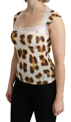 Roberto Cavalli White Brown Camisole Underwear Blouse -   -  Roberto Cavalli.