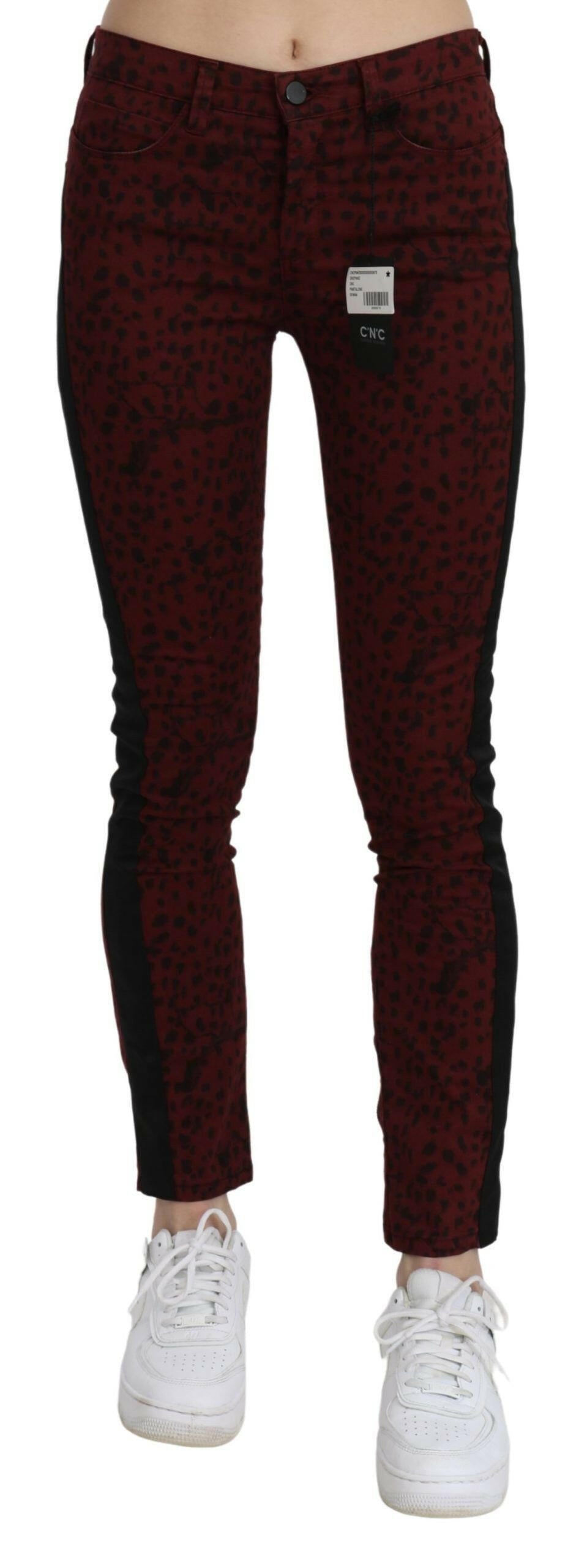 Costume National Dark Red Mid Waist Slim Fit Cotton Jeans -   -  Costume National.