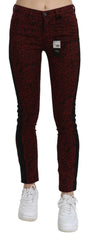 Costume National Dark Red Mid Waist Slim Fit Cotton Jeans -   -  Costume National.