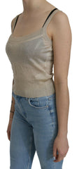BYBLOS Beige Sleeveless Spaghetti Strap Tank See Through Top -   -  BYBLOS.