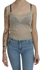 BYBLOS Beige Sleeveless Spaghetti Strap Tank See Through Top -   -  BYBLOS.