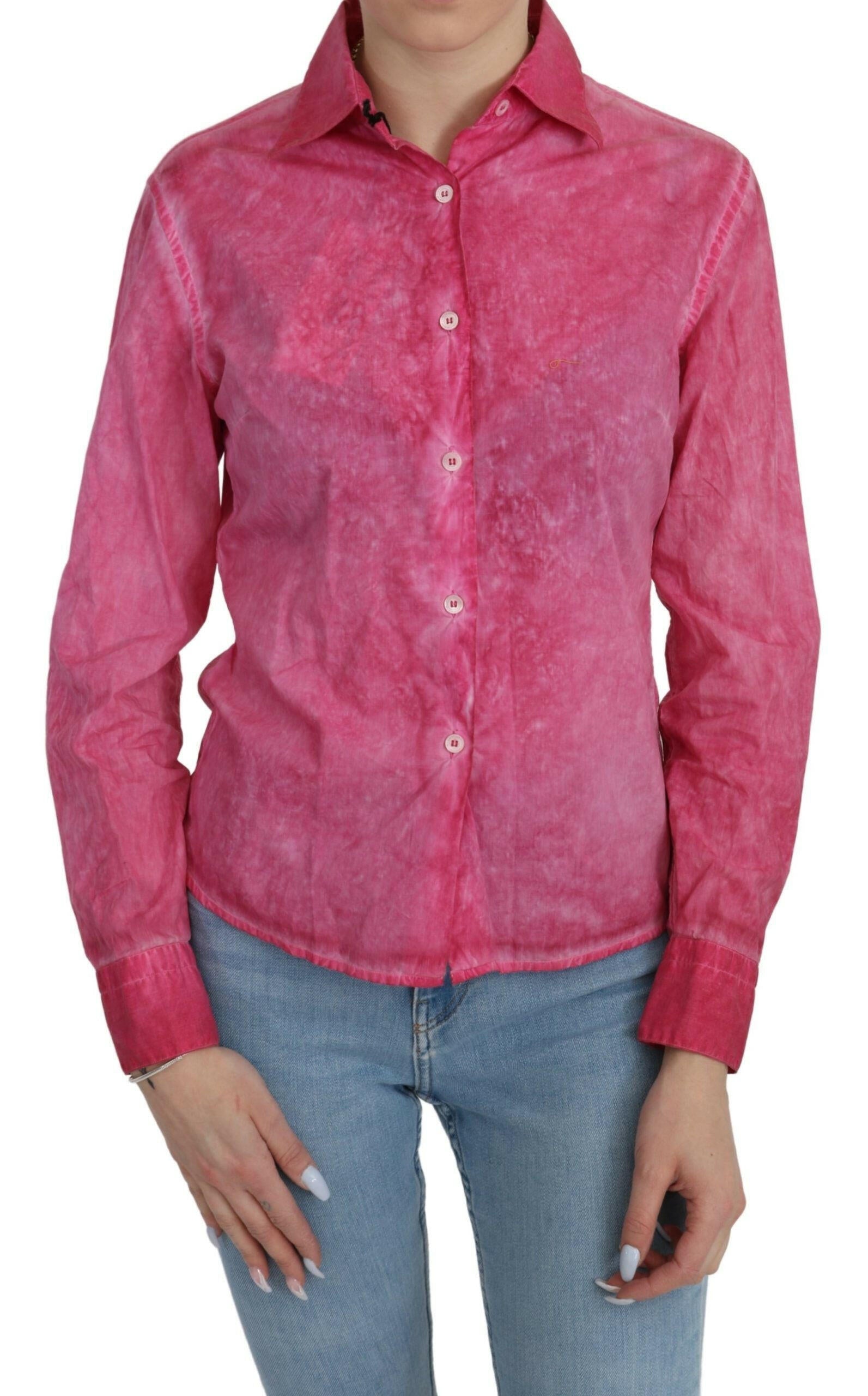 Ermanno Scervino Pink Collared Long Sleeve Shirt Blouse Top -   -  Ermanno Scervino.