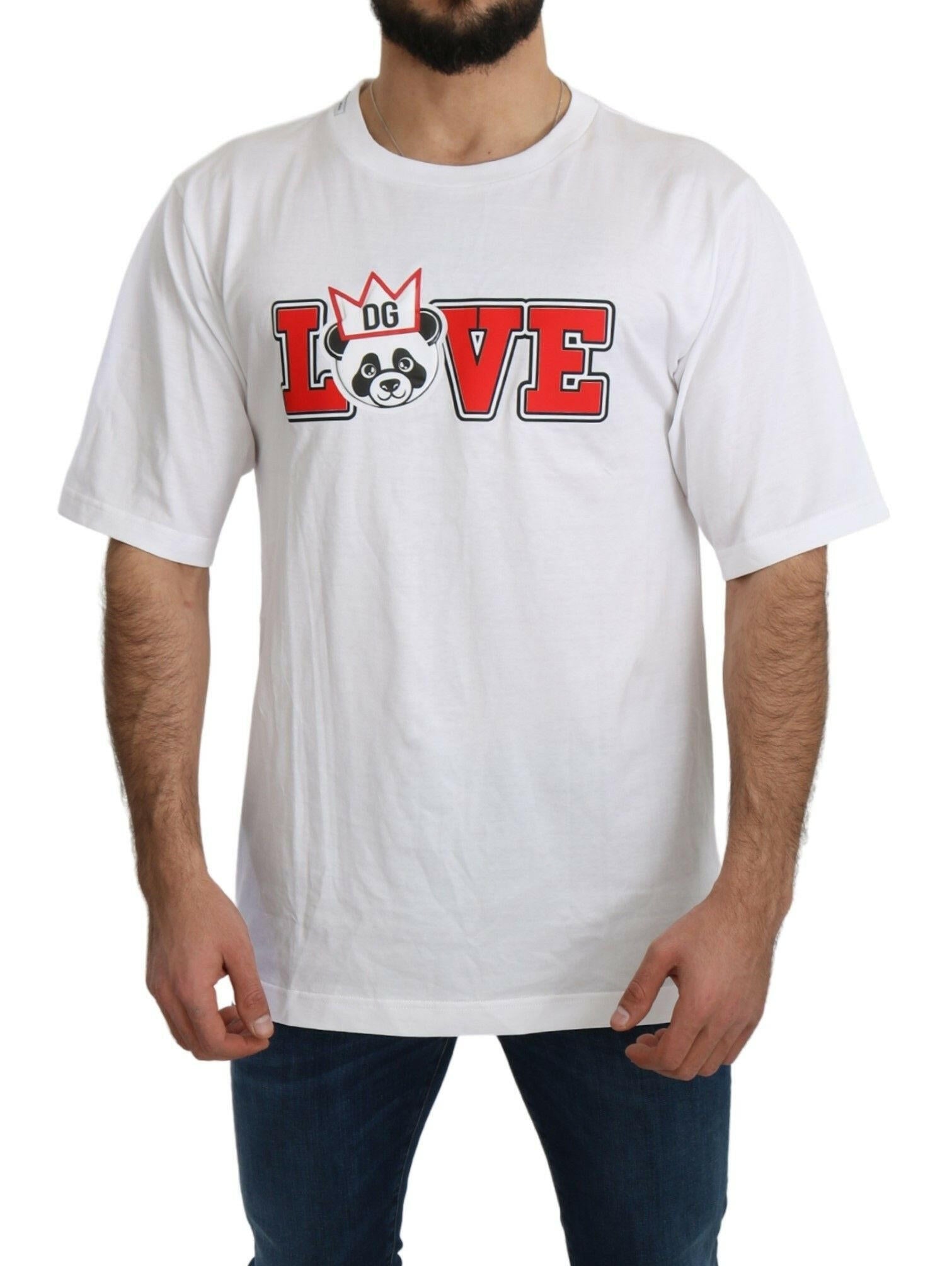 Dolce & Gabbana White Love Panda Print Top T-shirt - - Dolce & Gabbana.