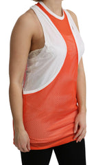 Dsquared² Orange White Crewneck Sleeveless Tank T-shirt Dress Top -   -  Dsquared².