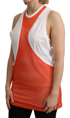 Dsquared² Orange White Crewneck Sleeveless Tank T-shirt Dress Top -   -  Dsquared².