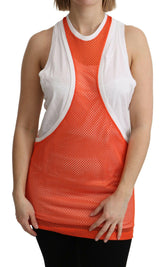 DsquaredΒ² Orange White Crewneck Sleeveless Tank T-shirt Dress Top -   -  DsquaredΒ².