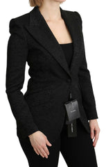 Dolce & Gabbana Black Brocade Single Breasted Blazer Jacket -   -  Dolce & Gabbana.