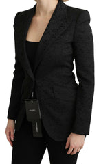 Dolce & Gabbana Black Brocade Single Breasted Blazer Jacket -   -  Dolce & Gabbana.