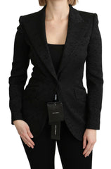 Dolce & Gabbana Black Brocade Single Breasted Blazer Jacket -   -  Dolce & Gabbana.