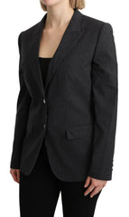 Dolce & Gabbana Gray Single Breasted Blazer Cotton Jacket -   -  Dolce & Gabbana.