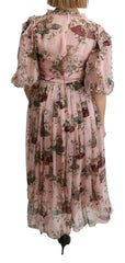 Dolce & Gabbana Pink Bengal Cat Print A-line Maxi Silk  Dress -   -  Dolce & Gabbana.