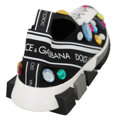 Dolce & Gabbana Black Multicolor Crystal Sneakers Shoes -   -  Dolce & Gabbana.