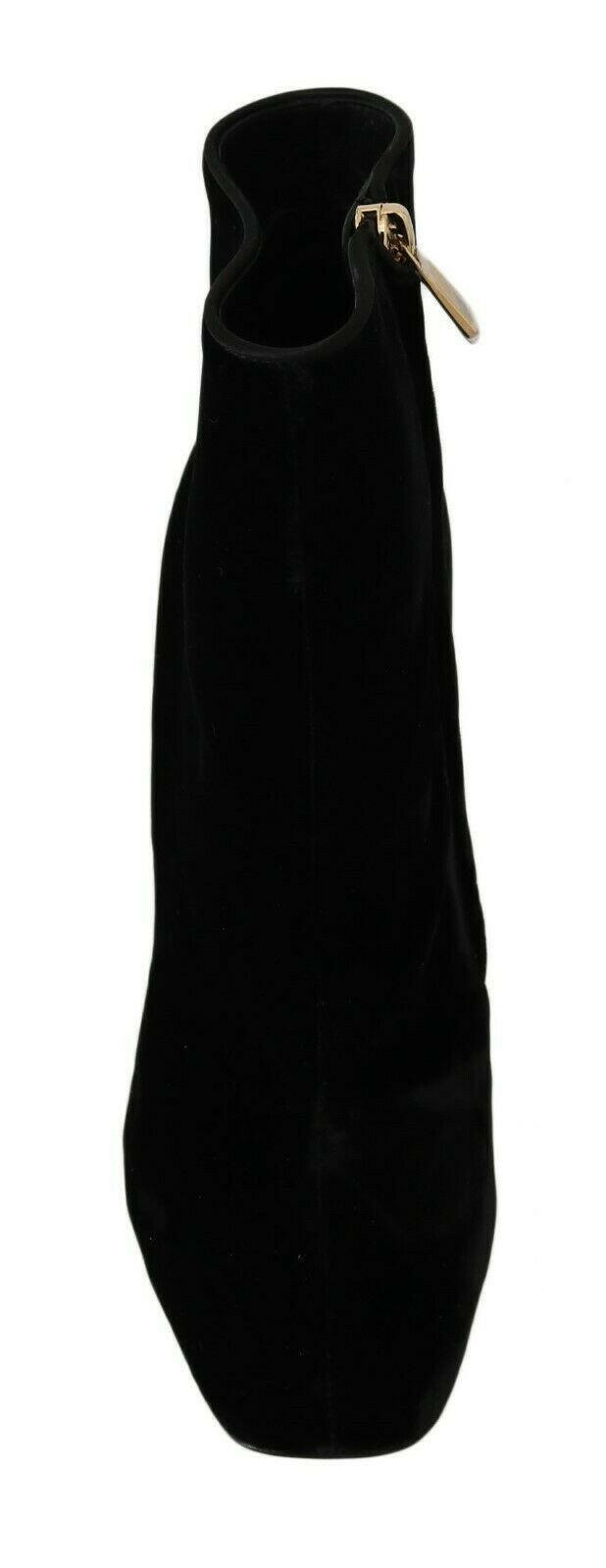 Dolce & Gabbana Black Velvet Crystal Square Heels Shoes -   -  Dolce & Gabbana. Dolce & Gabbana Black Velvet Crystal Square Heels Shoes -   -  Dolce & Gabbana.